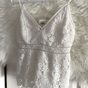White Lace Peplum Tank